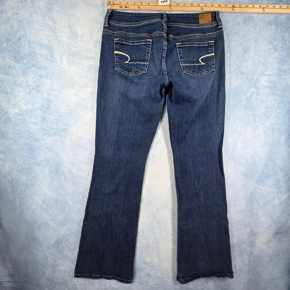 American Eagle Original Boot Jeans Womens 8 Dark Wash Stretch Denim Blue Bootcut